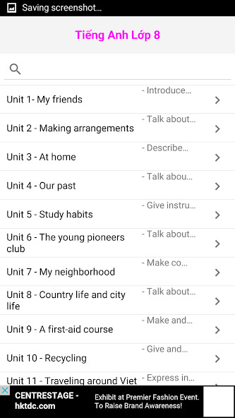 Emulate iPhone app Tieng Anh Lop 8 - English 8 using MyAndroid