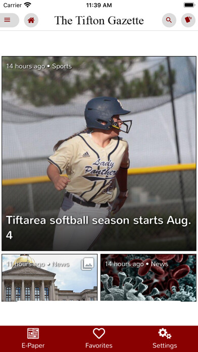 Emulate iPhone app Tifton Gazette using MyAndroid