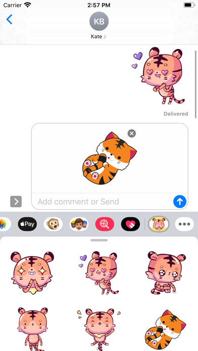 Emulate iPhone app Tiger Meow Stickers using MyAndroid