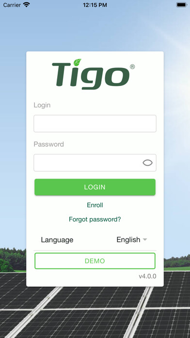 Emulate iPhone app Tigo Energy Intelligence using MyAndroid