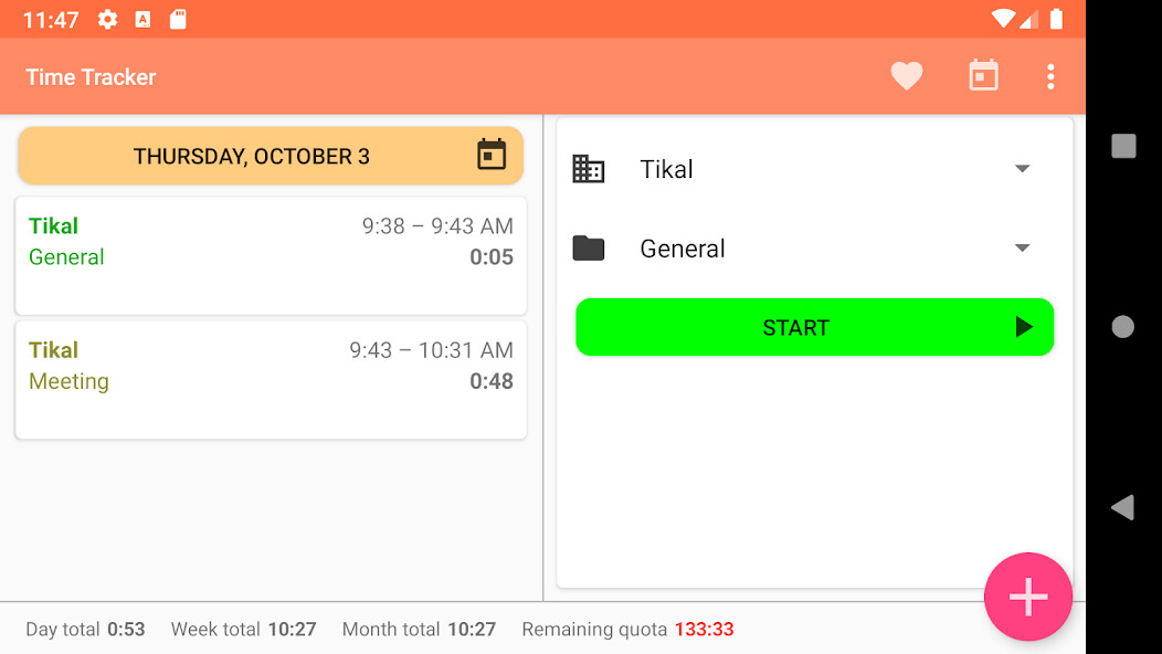 Run android online APK Tikal Time Tracker from MyAndroid or emulate Tikal Time Tracker using MyAndroid