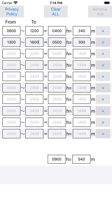 Emulate iPhone app Time Calculators Total Time using MyAndroid
