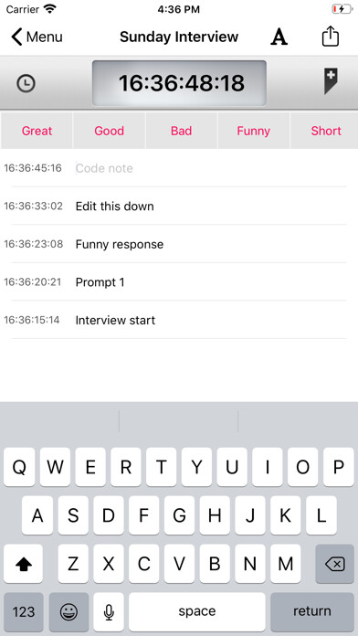 Emulate iPhone app Timecode+ : cameraman using MyAndroid