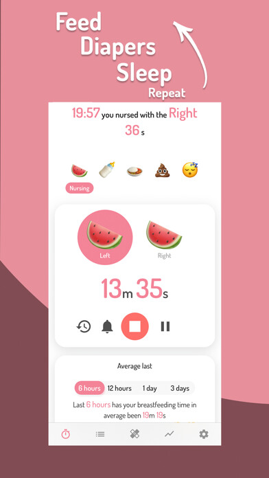 Emulate iPhone app Time for baby - Breastfeeding using MyAndroid