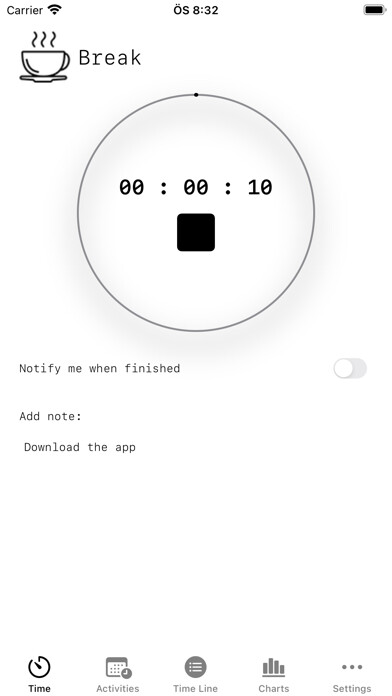Emulate iPhone app Time Is Up! using MyAndroid