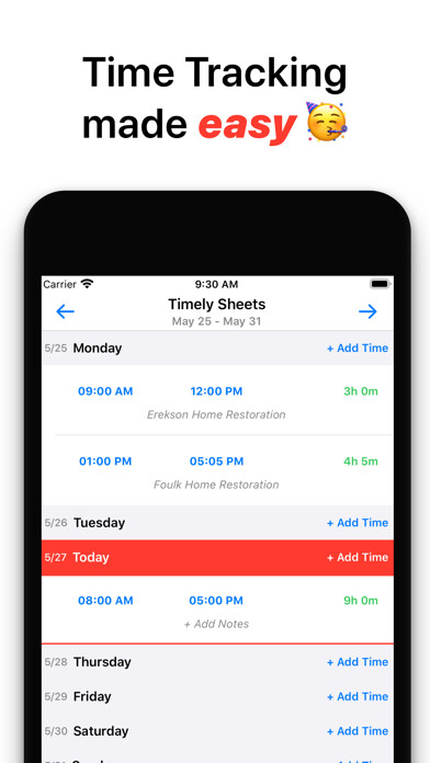 Emulate iPhone app Timely Sheets using MyAndroid
