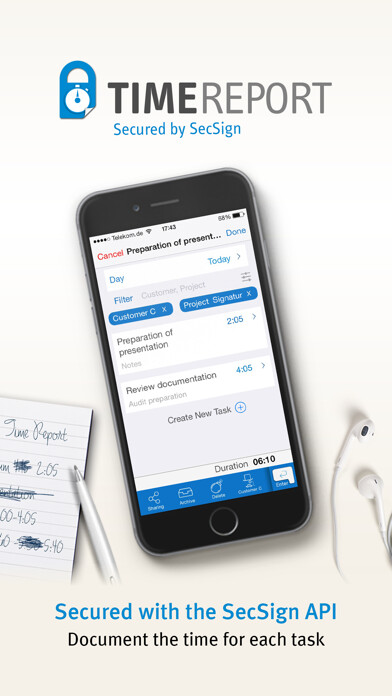 Emulate iPhone app TimeReport - Create Timetable, Time sheets or document your Tasks by SecSign using MyAndroid Emulate iPhone app TimeReport - Create Timetable, Time sheets or document your Tasks by SecSign using MyAndroid
