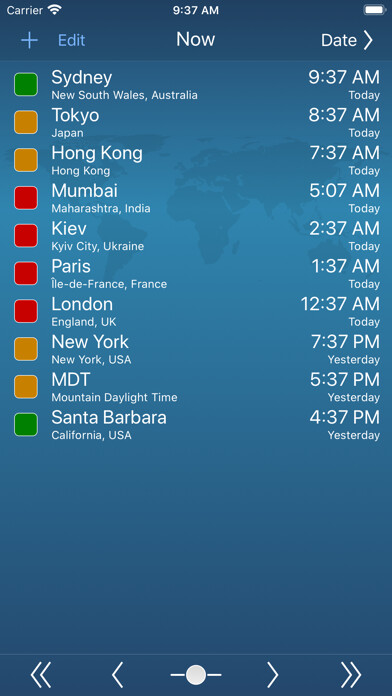 Emulate iPhone app TimeScroller - timezone helper using MyAndroid