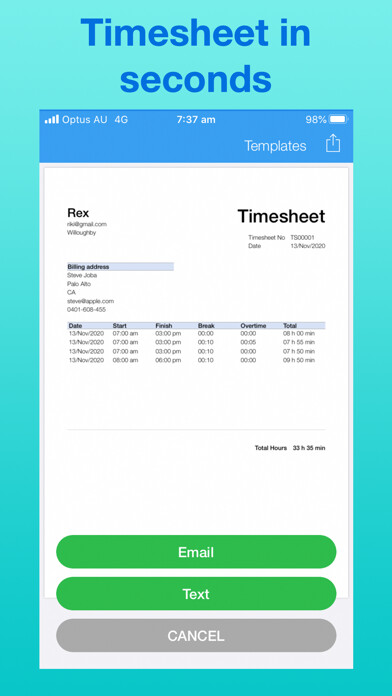 Emulate iPhone app Timesheet Maker using MyAndroid Emulate iPhone app Timesheet Maker using MyAndroid