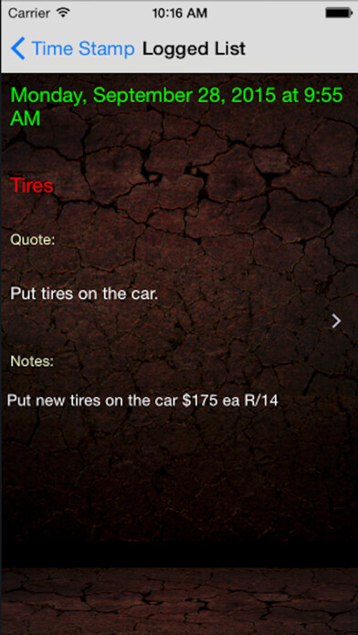 Emulate iPhone app Time Stamp a Simple Note using MyAndroid