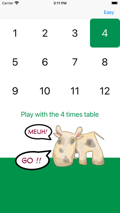 Emulate iPhone app Times x Tables using MyAndroid