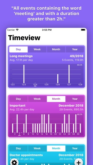 Emulate iPhone app Timeview - Calendar Statistics using MyAndroid