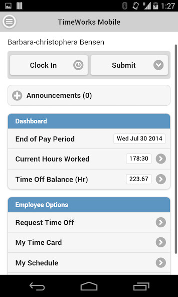 Emulate iPhone app TimeWorksPlus using MyAndroid
