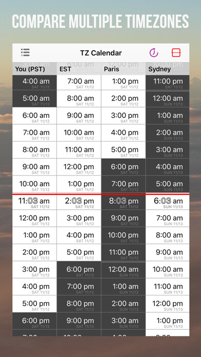 Emulate iPhone app Timezone Calendar using MyAndroid