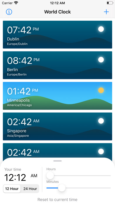 Emulate iPhone app TimeZ - The World Clock using MyAndroid Emulate iPhone app TimeZ - The World Clock using MyAndroid