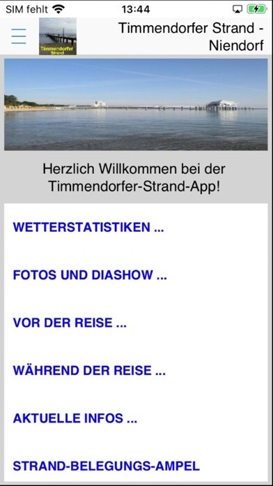 Emulate iPhone app TimmendorferStrand UrlaubsApp using MyAndroid