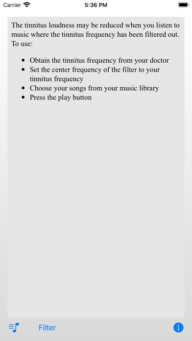 Emulate iPhone app Tinnitus Music Player using MyAndroid