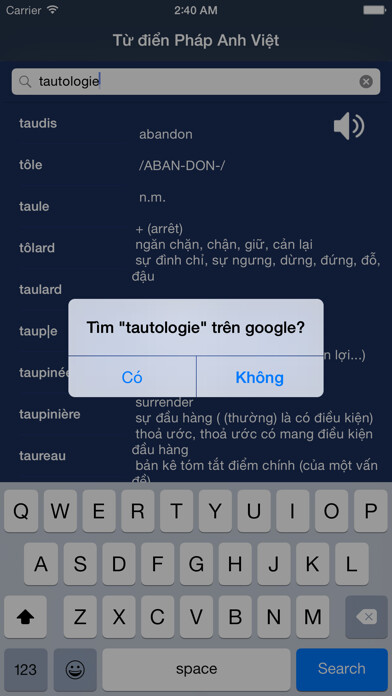 Emulate iPhone app T? ?i?n Pháp Anh Vi?t using MyAndroid Emulate iPhone app T? ?i?n Pháp Anh Vi?t using MyAndroid