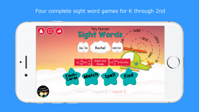 Emulate iPhone app Tiny Human Sight Words using MyAndroid