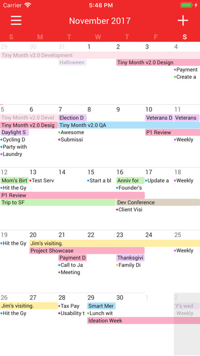 Emulate iPhone app Tiny Month - Easy Calendar using MyAndroid