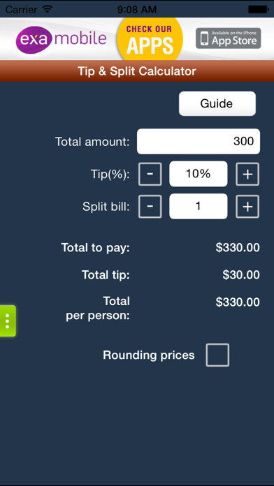 Emulate iPhone app Tip Calculator : Simple and free using MyAndroid Emulate iPhone app Tip Calculator : Simple and free using MyAndroid