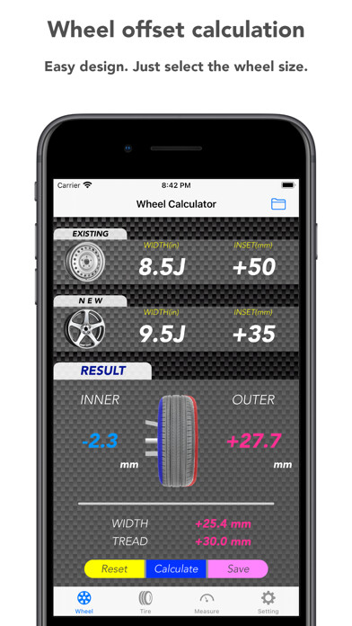 Emulate iPhone app Tire Calculator (Offset&Speed) using MyAndroid