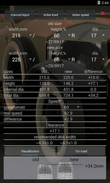Emulate iPhone app Tire Size Calculator using MyAndroid Emulate iPhone app Tire Size Calculator using MyAndroid