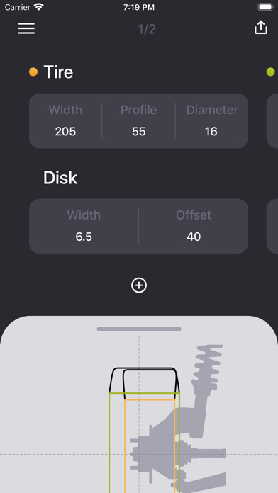 Emulate iPhone app Tire Size Fitment using MyAndroid