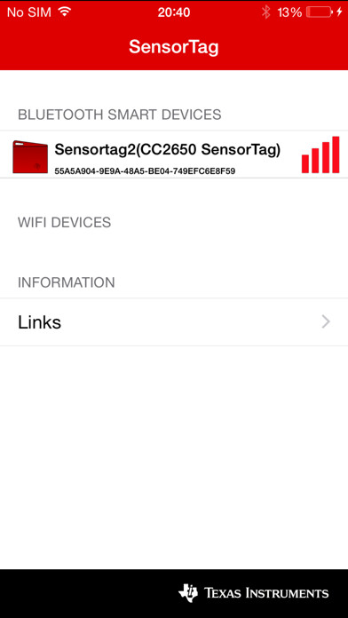 Emulate iPhone app TI SensorTag using MyAndroid
