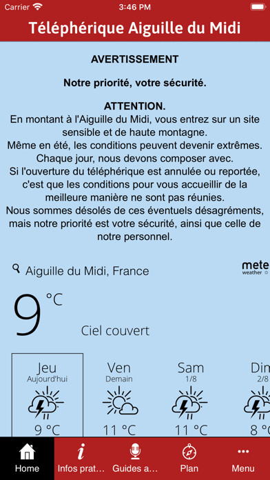 Emulate iPhone app Téléphérique Aiguille du Midi using MyAndroid Emulate iPhone app Téléphérique Aiguille du Midi using MyAndroid