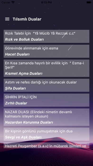Emulate iPhone app Tılsımlı Dualar using MyAndroid