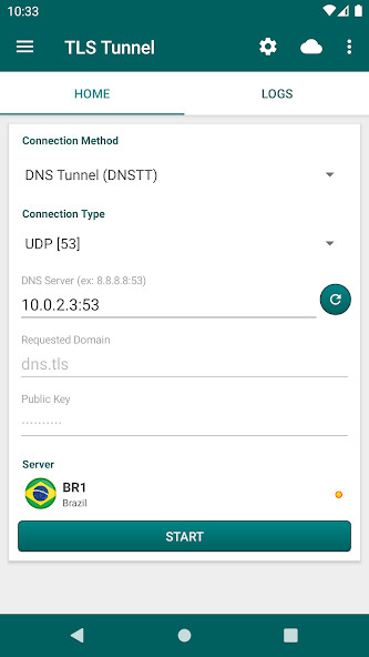 Run android online APK TLS Tunnel DNSTT Plugin from MyAndroid or emulate TLS Tunnel DNSTT Plugin using MyAndroid