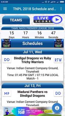 Emulate Android APK TNPL 2018 Schedule and Live Score Emulate Android APK TNPL 2018 Schedule and Live Score