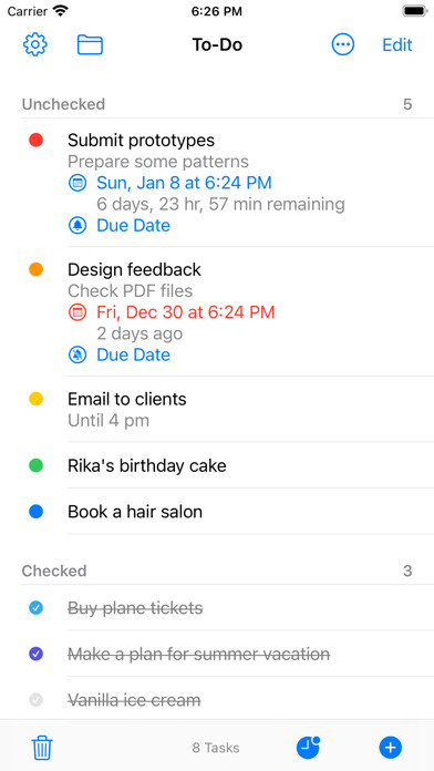 Emulate iPhone app To-Do List Widget Reminders using MyAndroid