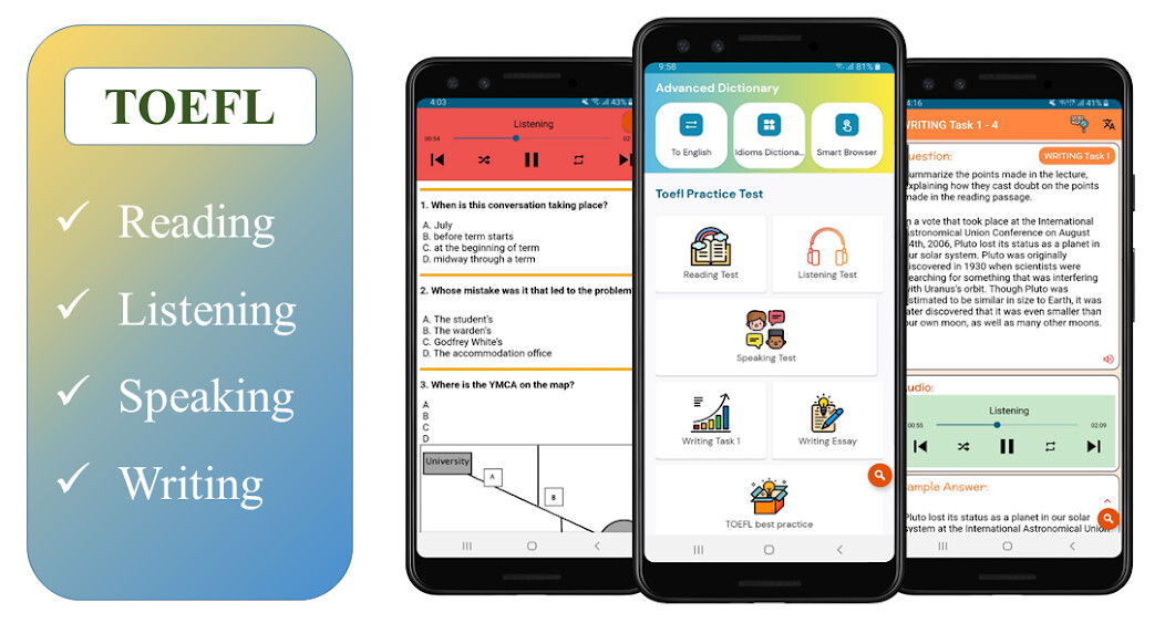 Run android online APK TOEFL Practice Test, TOEFL Pre from MyAndroid or emulate TOEFL Practice Test, TOEFL Pre using MyAndroid