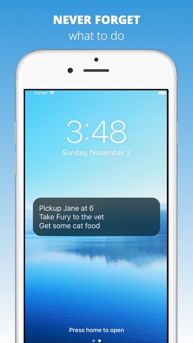 Emulate iPhone app Tomo - Lock Screen reminder using MyAndroid