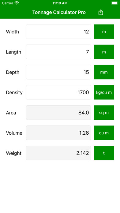 Emulate iPhone app Tonnage Calculator Pro using MyAndroid