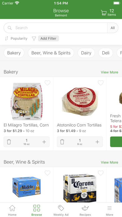 Emulate iPhone app Tony’s Fresh Market using MyAndroid