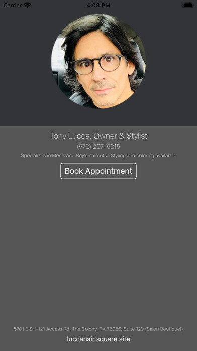 Emulate iPhone app Tonys Hair Co using MyAndroid