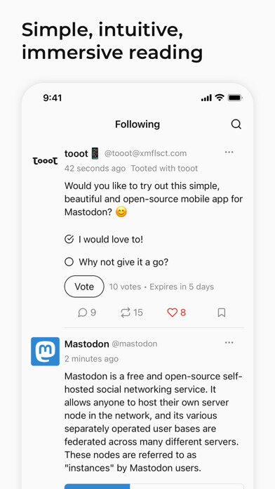 Emulate iPhone app tooot - fediverse and Mastodon using MyAndroid