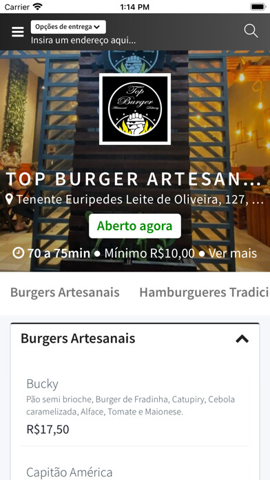 Emulate iPhone app Top Burger Artesanal using MyAndroid Emulate iPhone app Top Burger Artesanal using MyAndroid