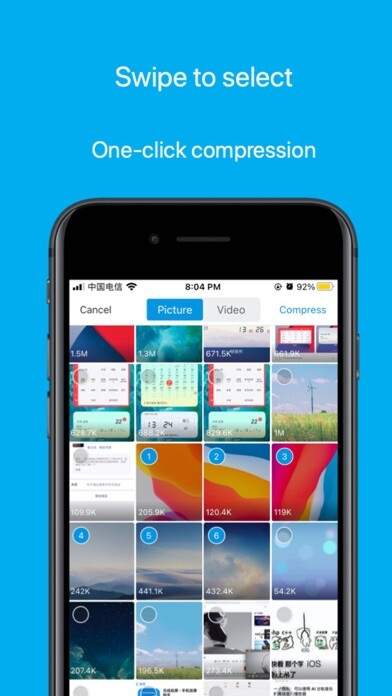 Emulate iPhone app Top Compressor- EXIF Editor using MyAndroid