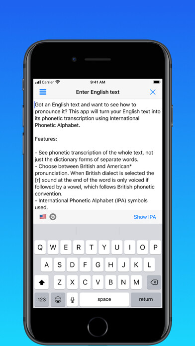 Emulate iPhone app toPhonetics Converter using MyAndroid Emulate iPhone app toPhonetics Converter using MyAndroid