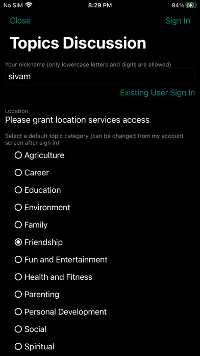 Emulate iPhone app Topics Discussion using MyAndroid