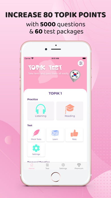 Emulate iPhone app Topik Test - Learn Korean using MyAndroid