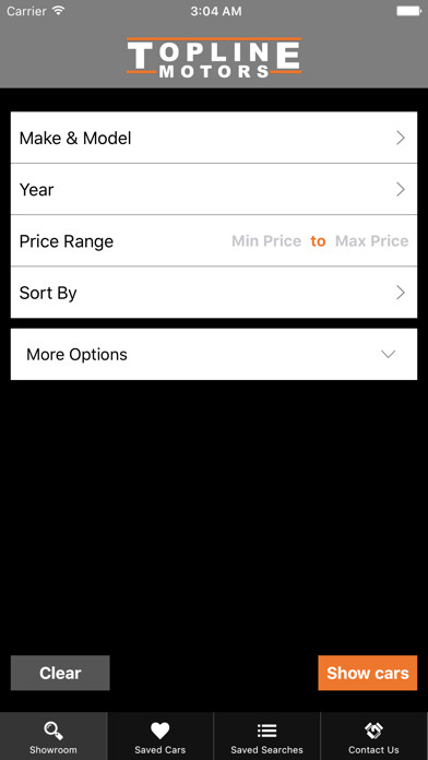 Emulate iPhone app Topline Motors using MyAndroid
