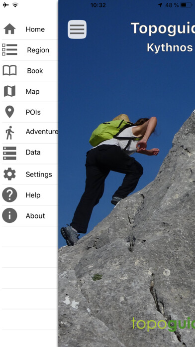 Emulate iPhone app Topoguide Greece hiking guides using MyAndroid