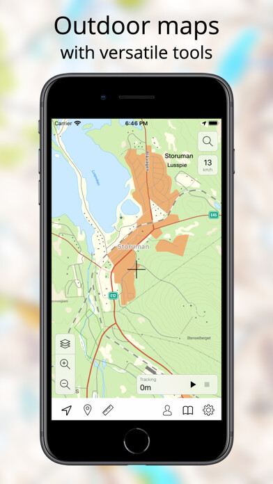 Emulate iPhone app Topo maps - Sweden using MyAndroid