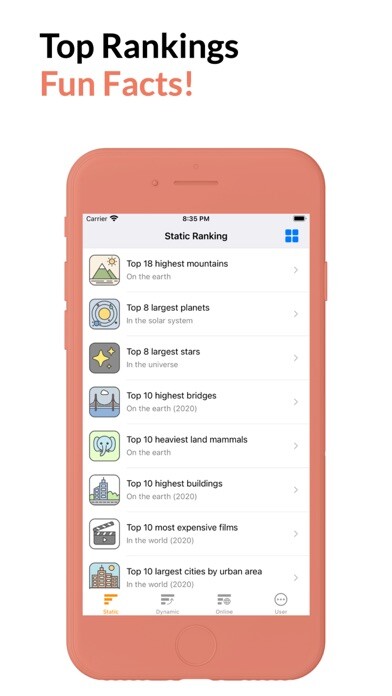 Emulate iPhone app Top Rankings-List Maker,Ranker using MyAndroid