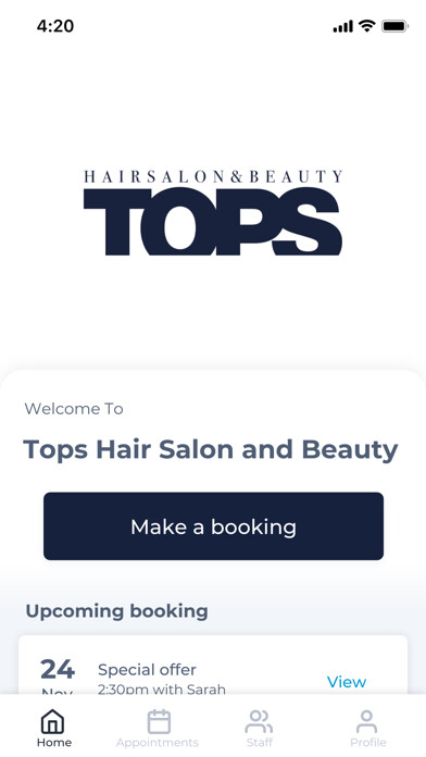 Emulate iPhone app Tops Hair Salon and Beauty using MyAndroid Emulate iPhone app Tops Hair Salon and Beauty using MyAndroid